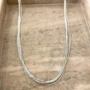 925 Sterling Silver Multi Layer Necklace Thin Herringbone Chain Necklace